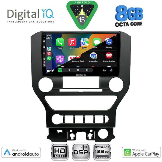 Digital IQ Car Audio System for Ford Mustang 2015-2020 with Touch Screen 9" Bluetooth USB Wi-Fi GPS Apple CarPlay Android Auto Digital IQ 7166_CPAA 4BUT