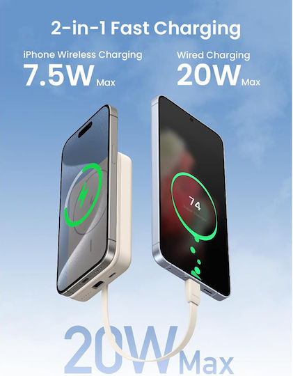 Ugreen PB760 MagSafe Power Bank 10000mAh 20W με Θύρα USB-C Power Delivery Λευκό