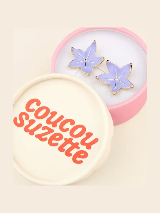 Coucou Suzette Stud Earrings Made of Steel Gold Plated Lilac