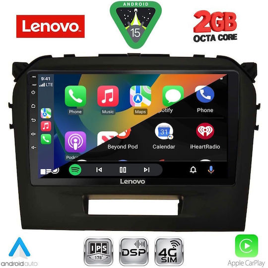 Lenovo Автомобилна Аудио Система за Suzuki Vitara 2016 (Bluetooth/USB/Вграден Wi-Fi/GPS/Apple CarPlay/Android Auto) с Touch Screen 9"