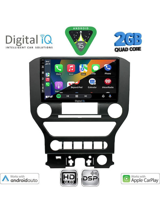 Digital IQ Car Audio System for Ford Mustang 2015-2020 (Bluetooth/USB/WiFi/GPS/Apple CarPlay/Android Auto) with 9" Touch Screen