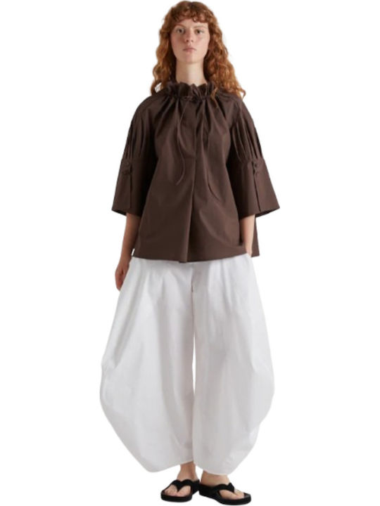 Women's Cotton Blouse Brown M6EA34 883