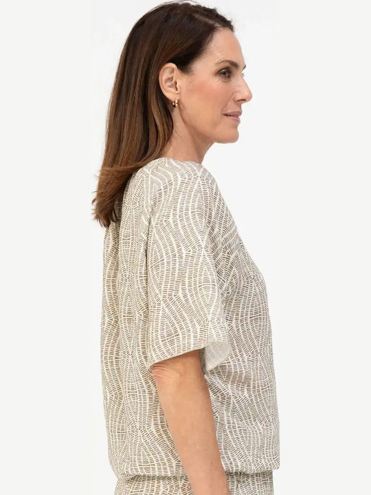 Women's Summer Crop Linen Top Ecru
