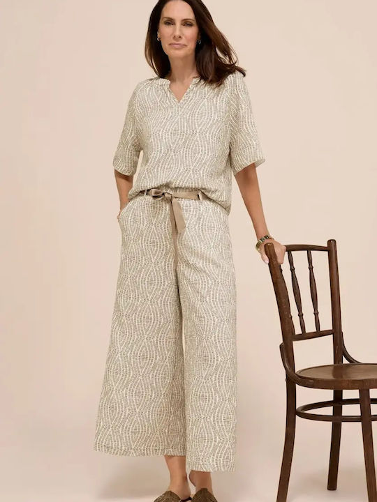 Women's Summer Crop Linen Top Ecru