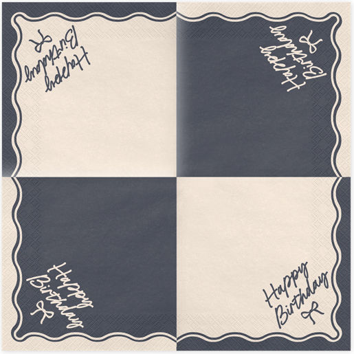 Party Napkins Happy Birthday Black Bow 16.5×16.5cm 12 Pieces