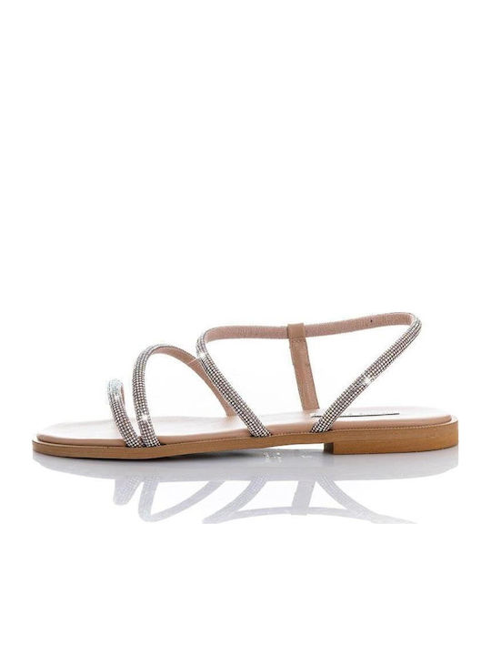 Leather Women's Flat Sandals Silver