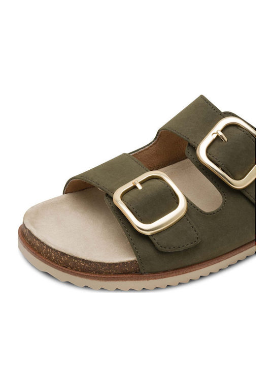 Damen Anatomisch Flache Sandalen Grün