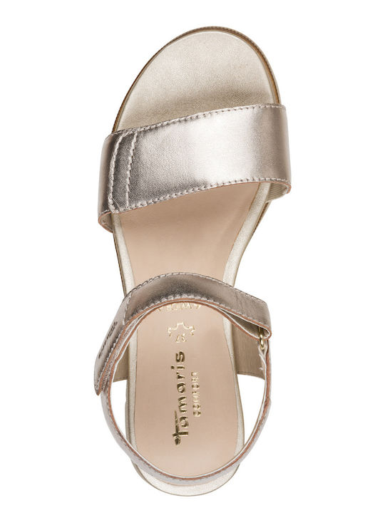 Leder Flache Sandalen Für Damen Gold