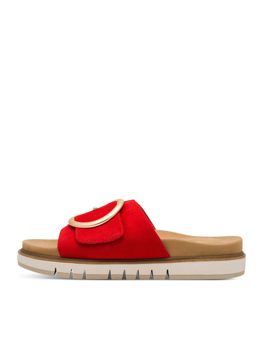 Leather Women's Sandals Flatforms Red