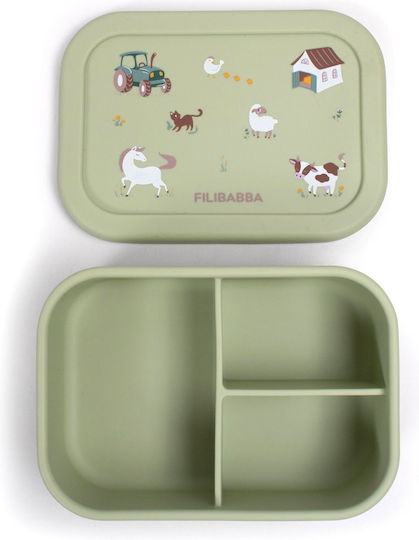 Filibabba Kids Food Container Made of Silicone 0.7 Litre Green