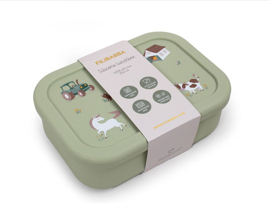 Filibabba Kids Food Container Made of Silicone 0.7 Litre Green