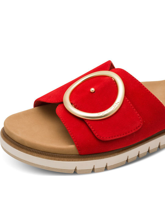 Leather Women's Sandals Flatforms Red