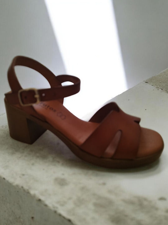 Leather Sandals Tabac Brown