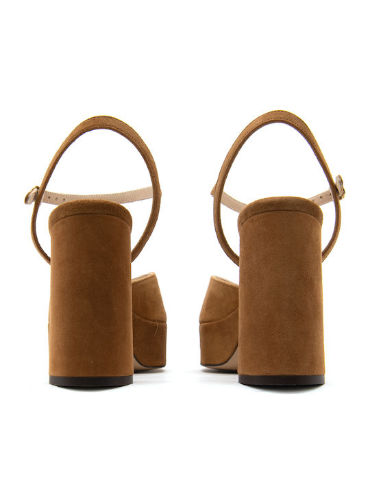 Suede Sandals Tabac Brown Chloi