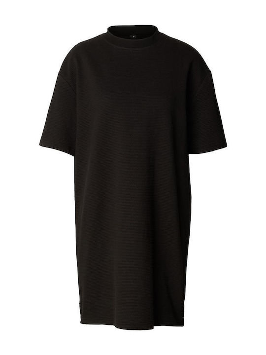 Ladies Summer Mini T-Shirt Dress with Wrap Black