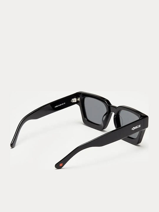 Cosselie Nice Unisex Sunglasses With Black Horn-Rimmed Frame And Black Polarized Lens