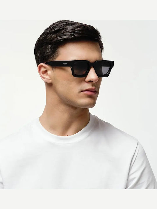 Cosselie Nice Unisex Sunglasses With Black Horn-Rimmed Frame And Black Polarized Lens