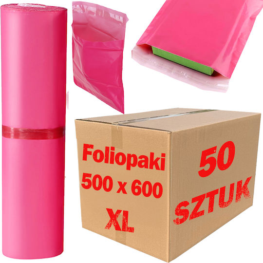 Pungi Curier Roz XL 500x600mm 50 Bucăți