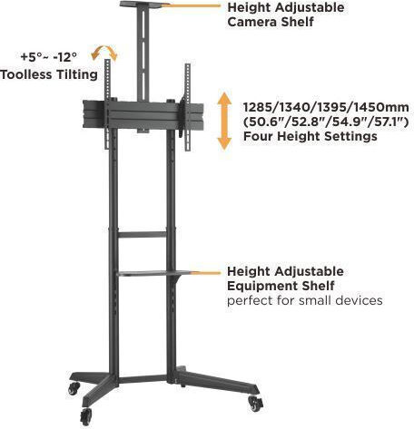 Brateck T1040T Suport TV de Perete până la 70" și 50kg Negru