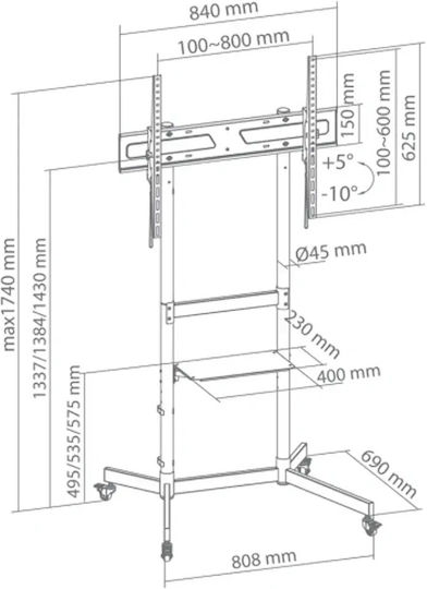 Sbox FS-403 Βάση Τηλεόρασης Δαπέδου έως 100" και 70kg Μαύρο