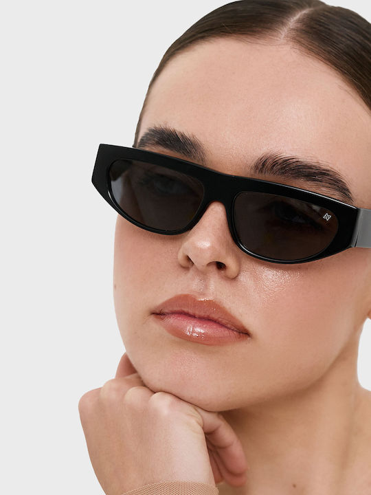 AV Sunglasses Women's Sunglasses with Black Horn-Rimmed Frame and Black Lens AV142/28-Black