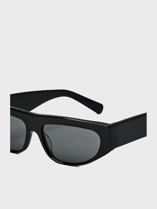 AV Sunglasses Women's Sunglasses with Black Horn-Rimmed Frame and Black Lens AV142/28-Black