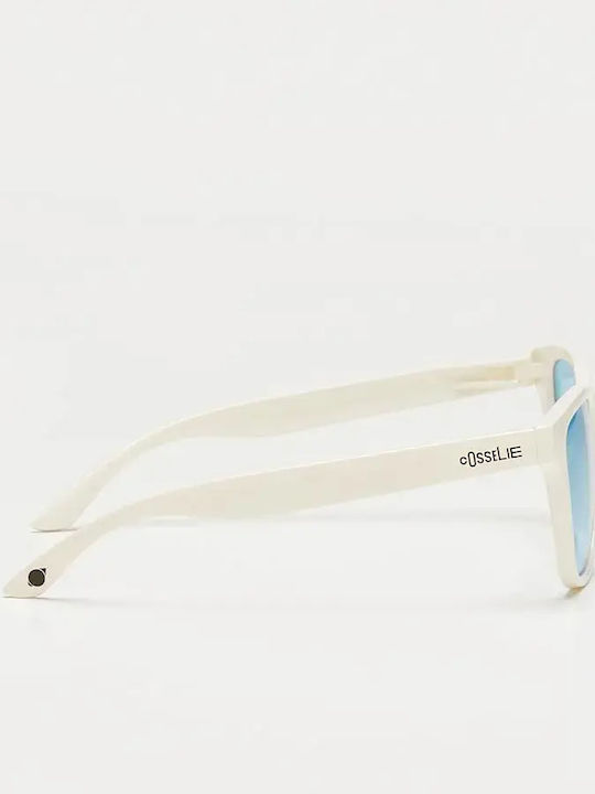 Cosselie Maya Bay Unisex Sunglasses With White Frame And Blue Polarized Lens
