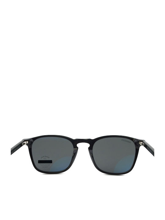Serengeti Delio Large Male Sunglasses With Black Horn-Rimmed Frame And Black Polarized Mirror Lens SS818006