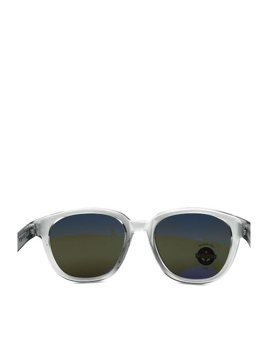 Unisex Sunglasses with Gray Horn-Rimmed Frame and Gray Lens