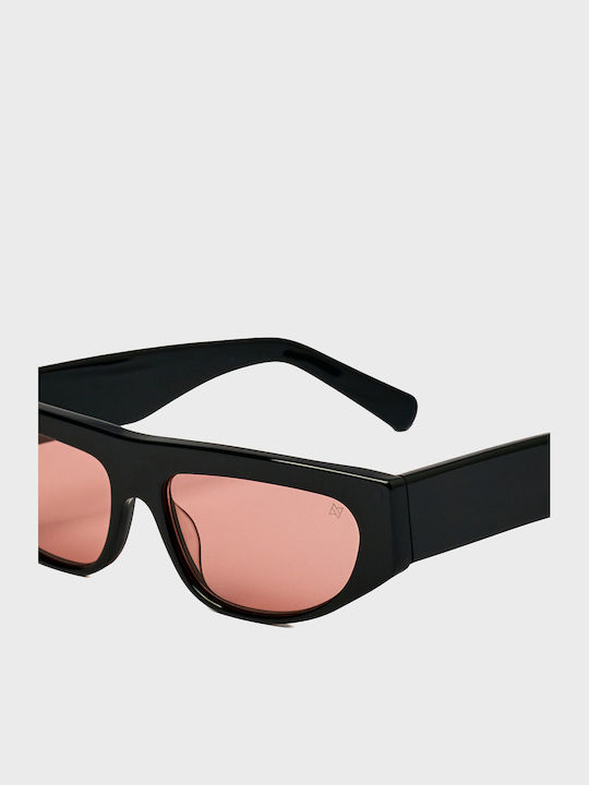 AV Sunglasses Damen Sonnenbrillen mit Rosa Horn umrandetem Rahmen und Rosa Gläser