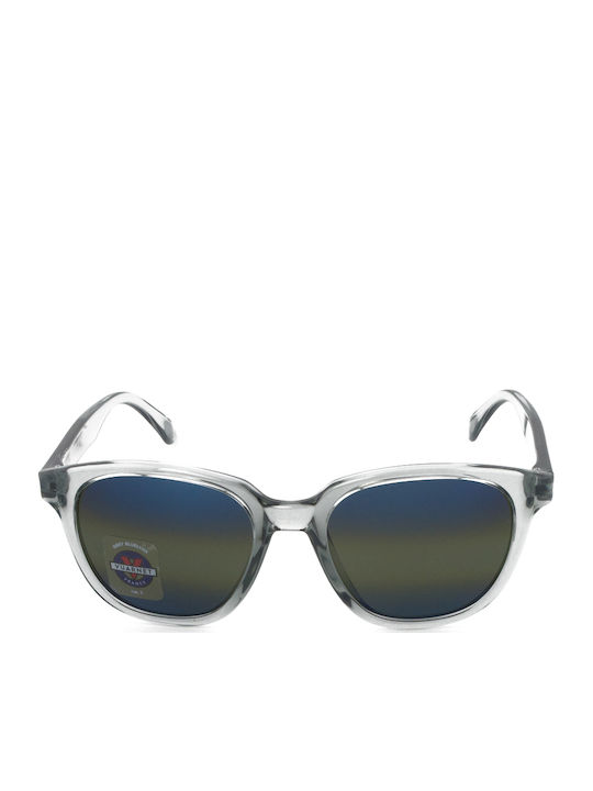 Unisex Sunglasses with Gray Horn-Rimmed Frame and Gray Lens