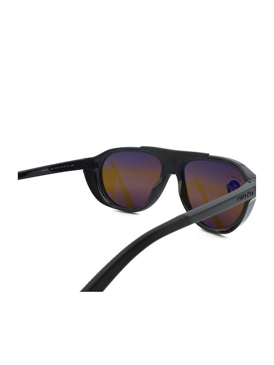 Unisex Sunglasses with Gray Horn-Rimmed Frame and Gray Lens
