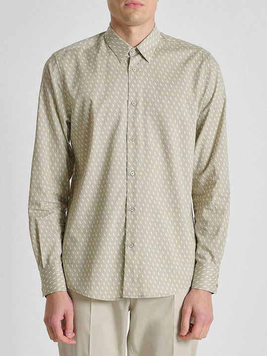 Antony Morato Herrenhemden Langärmeliges Hemd in Normale Passform Beige Antony Morato Herrenhemden Langärmeliges Hemd in Normale Passform Beige