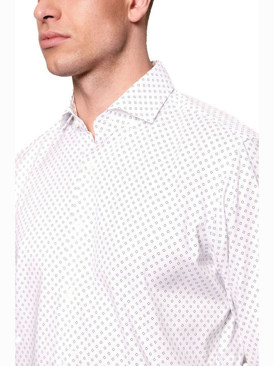 Fit Kurzärmeliges Herrenhemd in Normale Passform Polka Dot Weiß-Schwarz