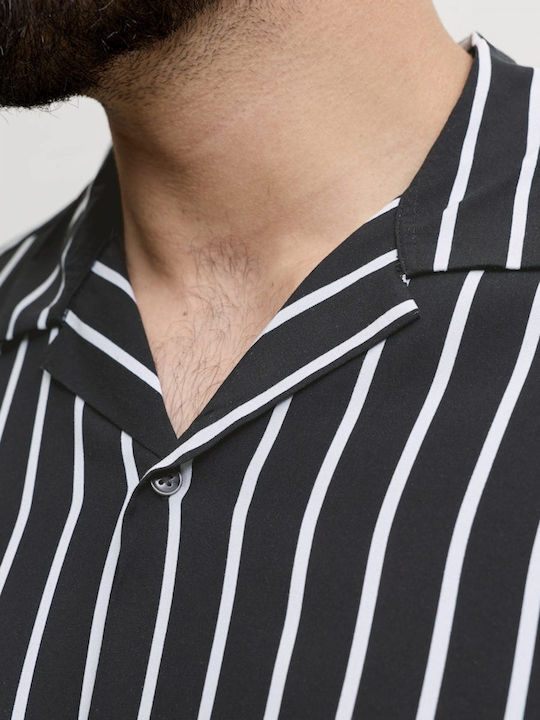 Resort Resort Short Sleeve Shirt in Wide Fit Striped Black