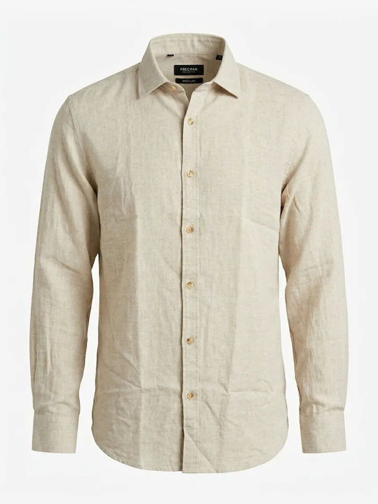 Short Sleeve Linen Shirt Beige