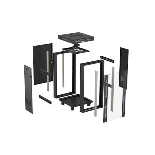 Lanberg Επιδαπέδια Καμπίνα Rack 19U Μαύρο FF01-6624-12BL