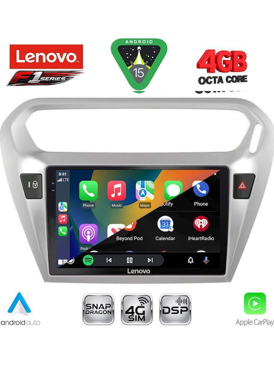 Lenovo Car Audio System for Peugeot 301 Citroen C-Elysee 2013-2023 Bluetooth USB WiFi GPS Apple CarPlay Android Auto with 9" Touch Screen