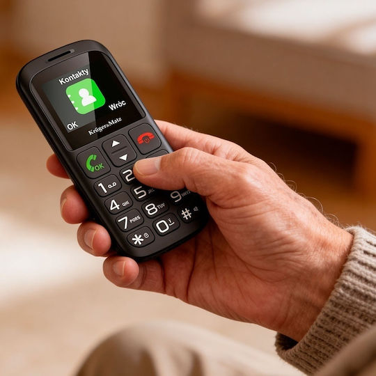 Kruger & Matz Simple 923 Dual SIM Κινητό με Μεγάλα Κουμπιά (Αγγλικό Μενού) Μαύρο