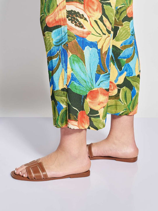 Pantaloni Largi Dama Din Piele Cu Cauciuc Exotic Imprimeu