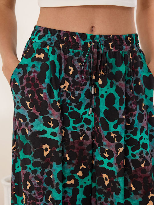 Women's High Rise Pantaloons with Rubber Band Leopard Black