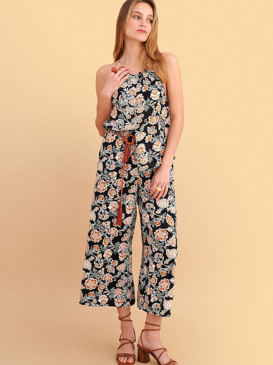 Γυναικεία Ζιπ Κιλότ Floral Μαύρο