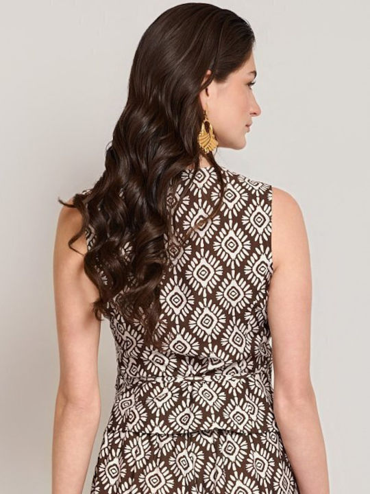 Women's Brown Set with Trousers with Rubber Band in Loose Fit