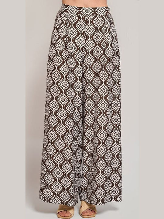 Women's Brown Set with Trousers with Rubber Band in Loose Fit