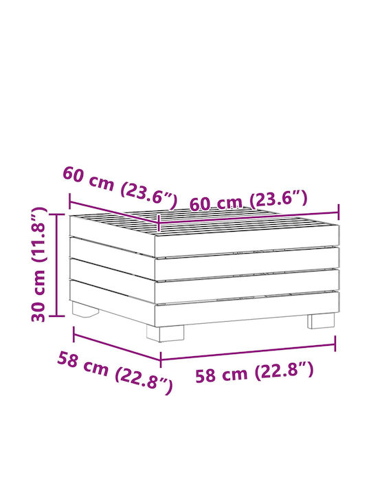Polițoană De Exterior Din Lemn Pentru Grădină Maro Cu Pernă 60x60x30cm