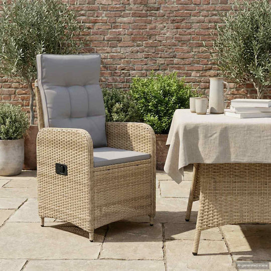 Outdoor Chair Metallic Beige and Light Grey with Cushion