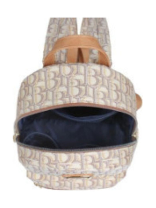 Women's Beige Backpack H-008MIT