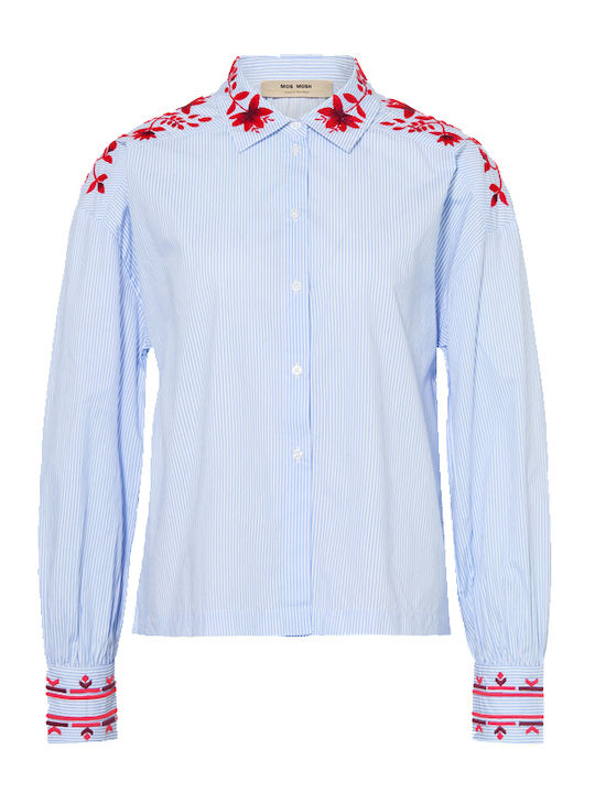Long Sleeve Women's Shirt Red Striped