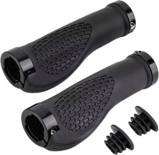Set 2 Bicycle Grips Rubber Black