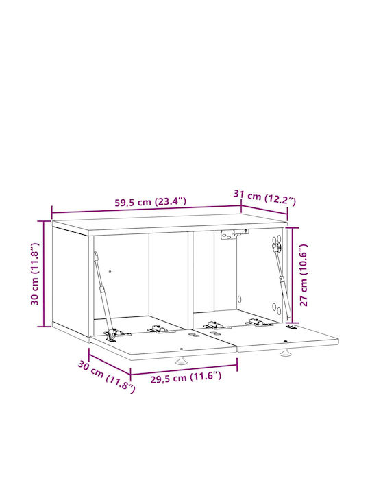 vidaXL TV-Ständer Aus Metall Mit Gebeiztem Holz M59.5xT31xH30cm